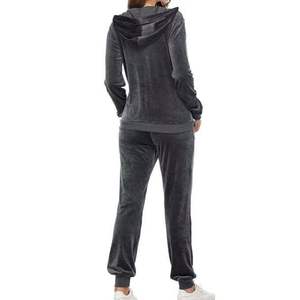 ชุดวอร์มกำมะหยี่สองชิ้นสำหรับผู้หญิงชุดวอร์มแฟชั่นสีตามสั่ง - Product Image 5