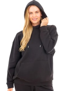 Sweat à capuche uni noir streetwear pour femme – Qualité supérieure, respirant, coupe oversize, logo personnalisé pour l'hiver et l'extérieur - Product Image 5