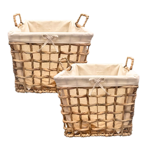 Venta al por mayor Vietnam rústico algas marinas ratán bambú agua Jacinto cesta de almacenamiento con asas y forro de algodón decoración del hogar - Product Image 1