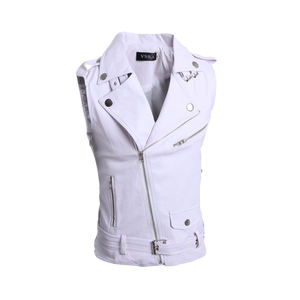 Chaleco de moto de cuero negro para hombre Chaleco de club de motocicleta hecho a mano Diamond Stitch - Product Image 1