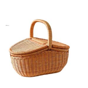 ถาดเก็บของไม้ไผ่พร้อมฝาปิดสองประตูแบบยืดหยุ่นและตกแต่งลวดลายงานฝีมือประเภทไม้ไผ่ - Product Image 1