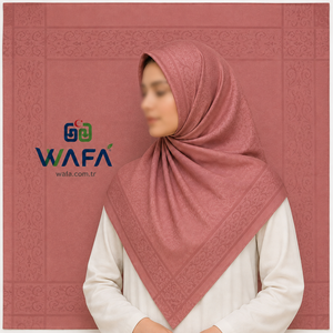 Wafa Premium Polyester Chiffon <b>Square</b> <b>Scarf</b> 140x140 Cm Plain Dyed Jacquard Framed Design Lightweight Soft Breathable - Product Image 2