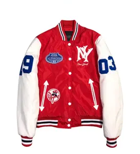 Özel üretici yüksek kalite Vintage kış ve sonbahar erkek deri beyzbol Letterman Varsity ceketler