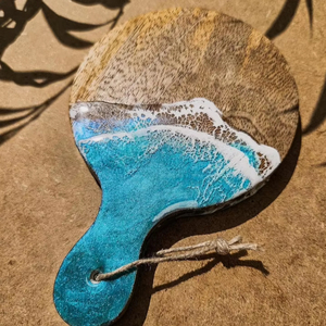 -Ensemble de sous-verres classiques en bois écologique et en pierre de résine époxy 4x4 pouces porte-gobelets, boisson durable faite à la main - Product Image 1