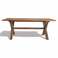 Ensemble de table à manger rustique en teck ancien récupéré, unique, pour 6 personnes, pour restaurant, extérieur et salon