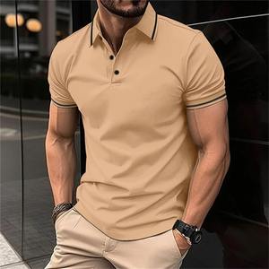 Confortable été nouveaux hommes mode revers bouton Polo à manches courtes décontracté Slim -fit chemise vêtements - Product Image 2