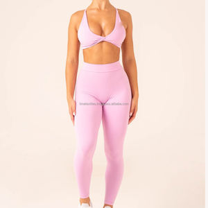 Pantalones de yoga personalizados de cintura alta para mujer en gris, corsé deportivo transpirable de talla grande para fitness con estampado de logotipo para niñas para la primavera - Product Image 1