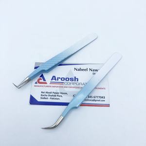 Pince à épiler d'extension de cils en acier inoxydable de haute qualité avec prise en diamant 90 degrés courbe en J double ton durable pointu - Product Image 4