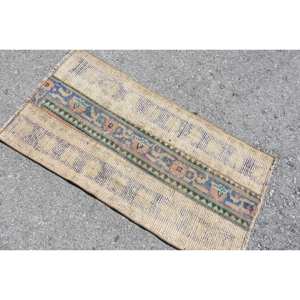 พรม3.5ft เบจตุรกีวินเทจ1.8 x สไตล์คลาสสิกงานเย็บปะติดปะต่อกันสี่เหลี่ยมผืนผ้าดีไซน์ขนสัตว์และยางด้านหลังสำหรับวัยรุ่นห้องนั่งเล่น - Product Image 4