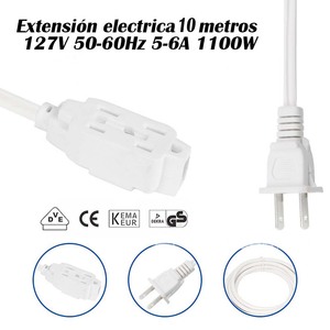 Cable de Extensión CASAMAXWL de 10M, 127V, 50-60Hz, 5-6A, 1100W, para Uso Doméstico en Interiores, Flexible y Duradero - Product Image 2
