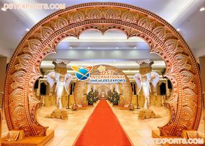 Decoración de Escenario para Bodas con Temática de Castillo Grande, Estilo Jharokha, Marco Blanco para Ceremonias de Compromiso, Decoración de Escenario Estilo Italiano - Product Image 3