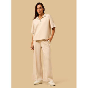 Pull décontracté pour femme en maille écologique d'été, à demi-zip, épaules tombantes, coupe décontractée, manches longues, vêtement de loisirs OEM - Product Image 6
