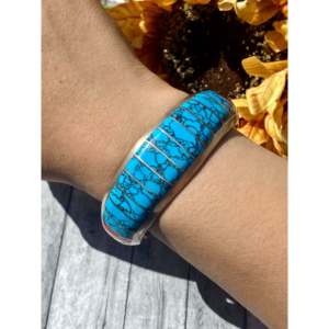 Irene Platero's Multi-Stone & Sterling <b>Silver</b> Inlaid Fashion <b>Cuff</b> <b>Bracelet</b> - Product Image 2
