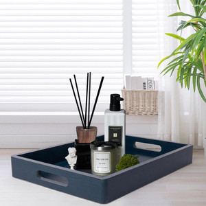 Plateau rectangulaire en bois de style élégant pour servir des fruits, du thé, des desserts à la maison ou à l'hôtel pour les fêtes - Product Image 4