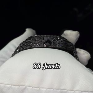 นาฬิกาข้อมือผู้ชายหรูหรา สไตล์ธุรกิจ ระบบออโตเมติก ประดับเพชรโมอิสซาไนต์ หน้าปัดอะนาล็อก ขนาด 41 มม. สายสแตนเลสสีดำ สไตล์โบราณ ฮิปฮอป - Product Image 4