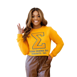 Big Sigma Gamma Rho Chenille Sweatshirt Soft Premium Cotton Crewneck Embroidery SGRho Greek Sorority Apparel for Women - Product Image 1