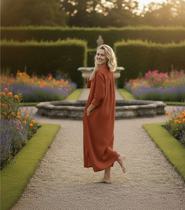 Robe chemise en lin boutonnée coupe ample et surdimensionnée personnalisée - Product Image 3