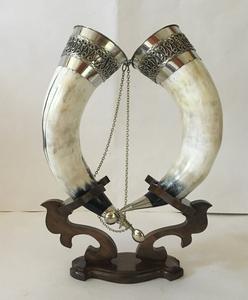 Taza Vikinga de Cuerno Natural para Beber, Hecha a Mano, con Soporte, Pulida a Espejo, de la Mejor Calidad - Product Image 4