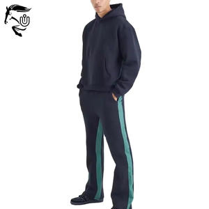 Hommes pour Puff Print Logo Stacked Sets Pantalon évasé deux pièces et survêtements à capuche Survêtement 100% coton grande taille - Product Image 3