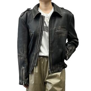 OEM Hot Sale Custom Motorcycle <b>Black</b> <b>Real</b> Leather Bomber Jackets Leather Jacket Genuine Sheepskin Leather Women Jacket - Product Image 2