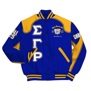 Sigma Gamma Rho 1922 Poodle Pride Varsity Jacket Royal Blue SGRho Greek Letterman Premium Fashion Coat - Product Image 4