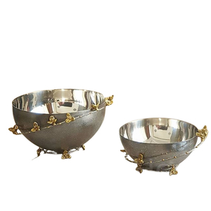 Bol en métal en laiton plaqué or servant des bols modernes en céramique gratuits ustensiles de cuisine accessoires de table à manger - Product Image 2