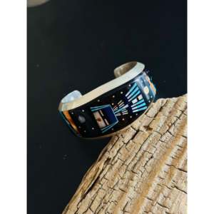 Brazalete Vintage Emory Yazzie Galaxy con Incrustaciones de Piedras Multicolores y Plata de Ley, Accesorio de Moda - Product Image 3