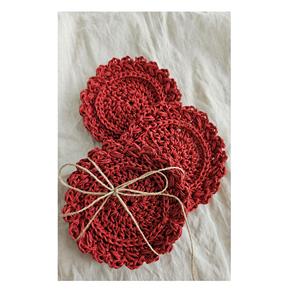 Ensemble de dessous-de-verre en raphia tissé à la main, élégant, adapté à un design d'intérieur rustique, minimaliste, scandinave ou d'inspiration tropicale - Product Image 1