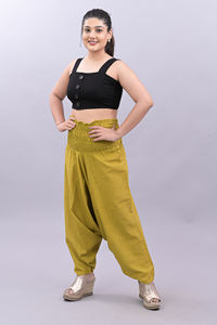 Femmes coton uni solide pantalon été ample Baggy Yoga pantalon avec taille moyenne personnalisé décontracté Harem Style large jambe pantalon - Product Image 3