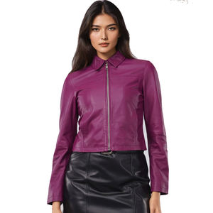 Chaqueta de cuero genuino hecha a medida para Mujer | Prendas de abrigo ajustadas a la moda para Mujer | OEM ODM Proveedor al por mayor - Product Image 3