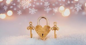 Golden Brass <strong>Heart</strong>-Shape Smart <strong>Lock</strong> Includes 2 Rose-Golden Skeleton <strong>Keys</strong> - Product Image 5