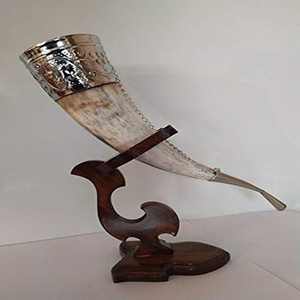 High Demand Image Add to Compare Share Standard Viking Horn Wooden <b>Stand</b> for <b>Drinking</b> Beer Coffee Water for Home Hotel Party - Product Image 2
