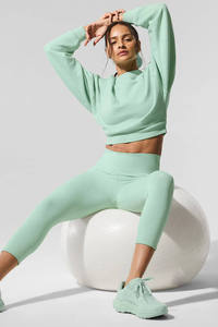 Sudadera de Mujer de Punto, 100% Algodón, Ecológica, de Secado Rápido, Cuello Redondo, Color Verde Menta, Precio de Fábrica - Product Image 4