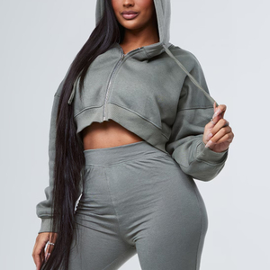 <b>Women</b> Clothing High Quality 2025 Custom Logo Tracksuit Hoodie Set 100% Cotton Flared <b>Sweatpants</b> and Hoodie Sets - Product Image 6