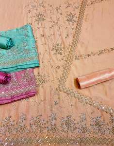 Costumes brodés à la main non cousus de créateur moderne pour femmes, mode traditionnelle indienne, protection solaire, fêtes de taille libre - Product Image 1