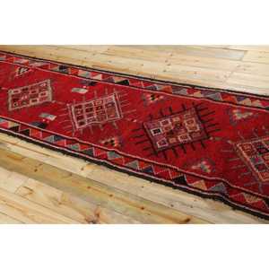 3x16,4 ft Vintage Turkish <b>Red</b> Herki <b>Wool</b> Patchwork Rug with Latex Backing Eco-Friendly Home Decor - Product Image 4
