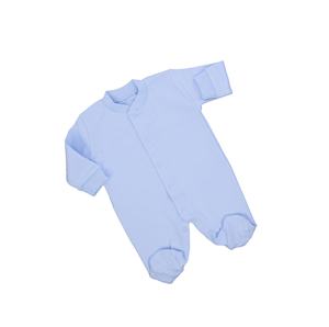 Conjunto de mameluco de bebé azul de lujo moderno personalizado de manga larga 100% tela de punto de algodón para Primavera al por mayor para bebés - Product Image 3