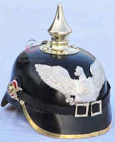 Casque Pickelhaube allemand médiéval moderne en cuir, armure impériale prussienne, portatif, fait main, haute qualité, décoratif, objet de collection