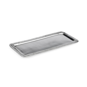 Bandeja de metal con asas laterales para decoración de bodas y eventos Bandeja de servicio chapada en metal plateado de aluminio hecho a mano - Product Image 3