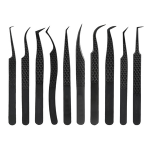 Pince à épiler BlackLash pour extensions de cils, pince à épiler Diamond Grip 90 degrés Fiber Tip Volume Lash Extension Pince à épiler, Noir - Product Image 1
