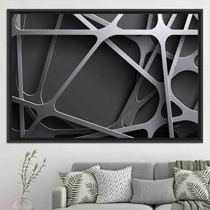 Abstract Metallic Lines Canvas Print: Modern, Sleek Wall Decor,<b>BLACK</b> <b>FRAMED</b> CANVAS - Product Image 1