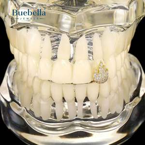 Bijoux BUEBELLA personnalisés en argent 925 et plaqué or 14 carats, style unique à une seule dent, hip-hop unisexe, grillz fins - Product Image 1