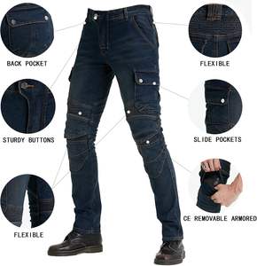 กางเกงยีนส์มอเตอร์ไซค์แบบยูนิเซ็กซ์ ผ่านมาตรฐาน CE ผลิตจากผ้าฝ้าย %  ชุดกีฬา ดีไซน์ป้องกันพร้อมเกราะ ระบายอากาศได้ดี ป้องกันสะโพกและหัวเข่า - Product Image 4