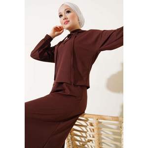 Hooded <b>Dress</b> <b>2</b> <b>Piece</b> Set Brown - Product Image 1