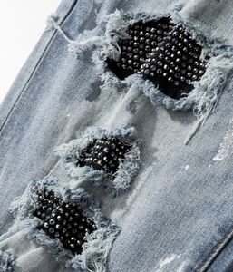 Am กางเกงยีนส์ไฮสตรีทปักลายตัวอักษรยี่ห้ออินเทรนด์กางเกงยีนส์สลิมยืดหยุ่นสำหรับผู้ชายกางเกงยีนส์ซักวินเทจสไตล์ฮิปฮอป - Product Image 6