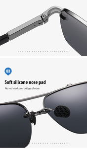 Gafas de sol cuadradas con montura dorada de alta calidad para hombres y mujeres polarizadas UV 400 protección Flyer sin montura lente grande Material Tac - Product Image 6
