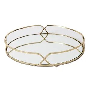 Fancy Mirrored Tray With Handle Gold Finishing Mirror Tray For Home Hotel and Restaurants Manufacturer & Supplier