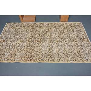 Tapis Vintage en Laine Turque 38X66 pieds Beige Brun Tapis Latex Classique Patchwork Design pour Entrée Chevet Rectangle Couloir - Product Image 3