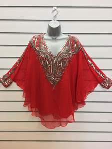 Precio a granel oferta nuevo trabajo hecho a mano de lujo bordado con cuentas Georgette multicolor Dubai corto Kaftan marroquí fiesta desgaste señoras Maxi - Product Image 2