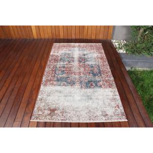 Alfombra de 3.6x6.1 pies, Alfombra Turca Vintage, Alfombra a Cuadros Azul - Product Image 1